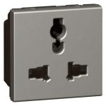 Multistandard Socket Arteor - 2P+E Unswitched - Shuttered - 2 Modules - Multistandard with CP Magnesium