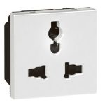 Multistandard Socket Arteor - 2P+E Unswitched - Shuttered - 2 Modules - Multistandard with CP White