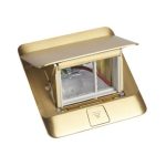 Floor Socket & Accessories - Pop-up box to be equipped - 3 modules - Brushed Brass finish