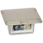 Floor Socket & Accessories - Pop-up box to be equipped - 3 modules - Brushed Brass stainless steel finish