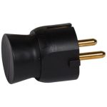 Plastic Single-Socket Plugs and Extensions - Side Cable Black