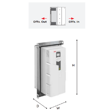 ABB General Purpose Drives ACS580-01 flange mounting dimensions, with +C135 or a loose option kit for IP21